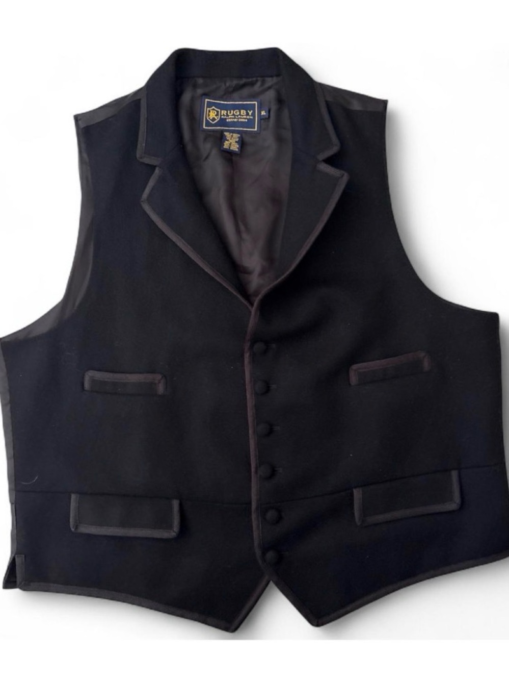 Ralph Lauren Rugby Black Tailored Wool-Blend Vest